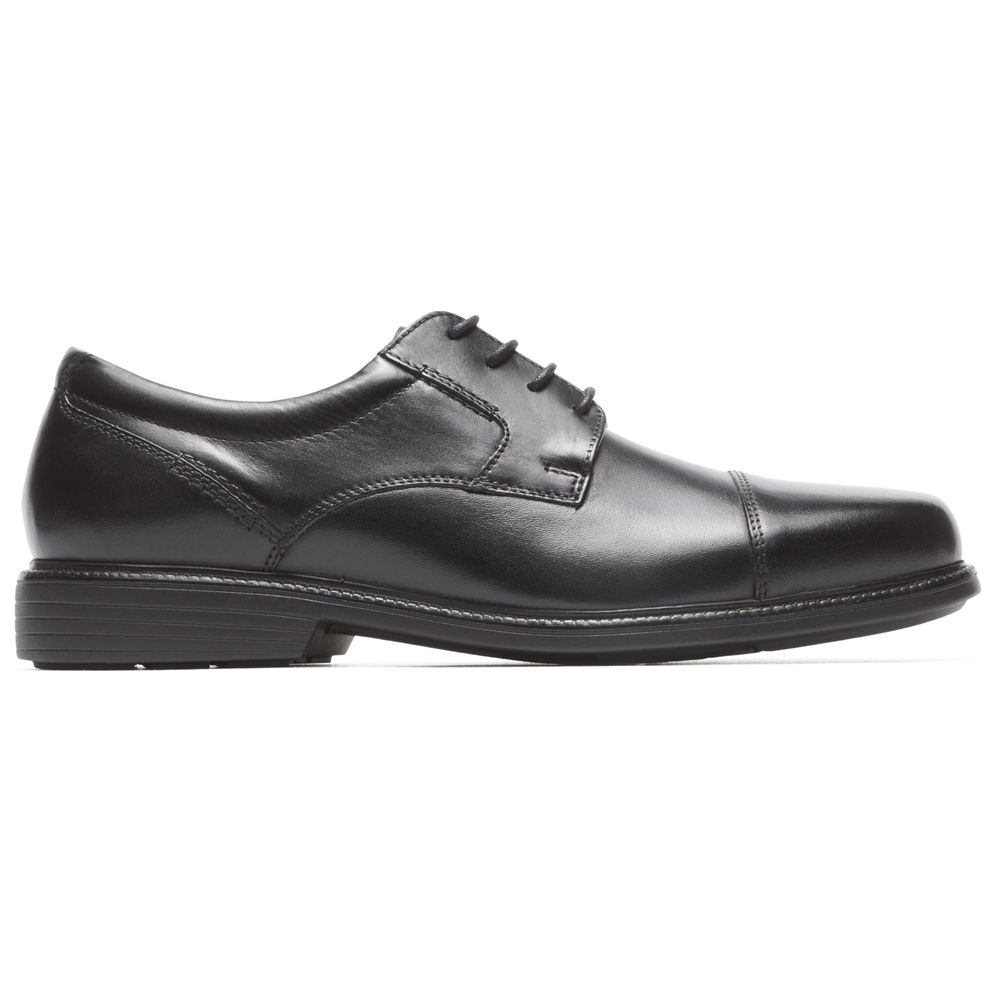 Rockport Singapore Mens Oxfords - Charles Road Cap Toe Black - XL6407829